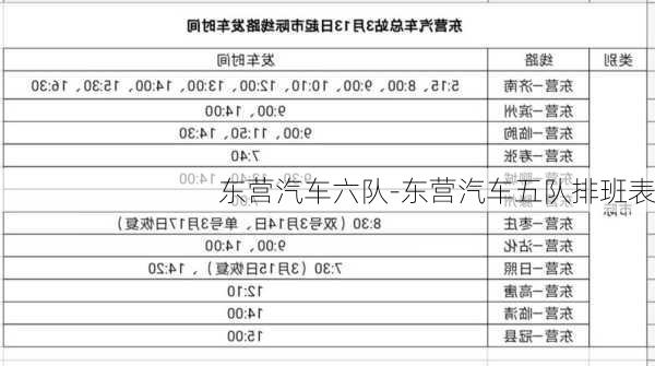 东营汽车六队-东营汽车五队排班表