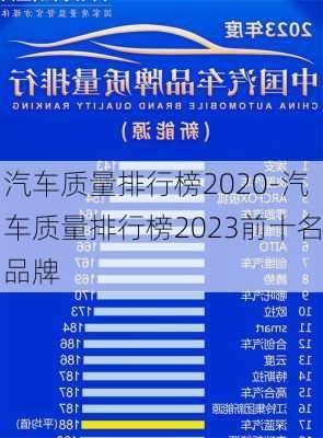 汽车质量排行榜2020-汽车质量排行榜2023前十名品牌