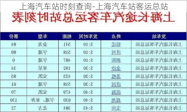 上海汽车站时刻查询-上海汽车站客运总站