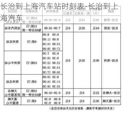 长治到上海汽车站时刻表-长治到上海汽车