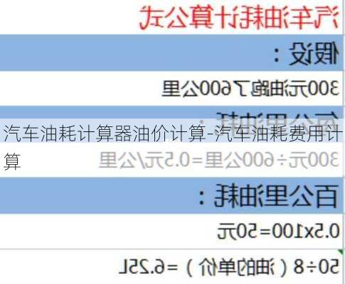 汽车油耗计算器油价计算-汽车油耗费用计算