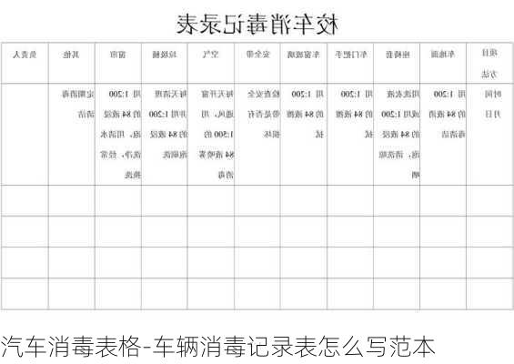 汽车消毒表格-车辆消毒记录表怎么写范本