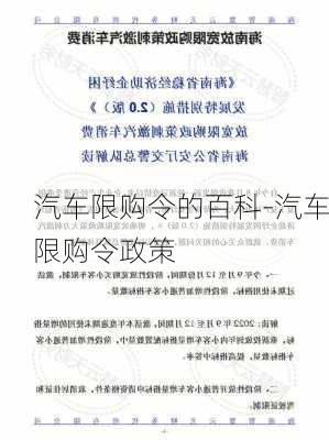 汽车限购令的百科-汽车限购令政策