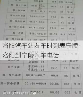 洛阳汽车站发车时刻表宁陵-洛阳到宁陵汽车电话