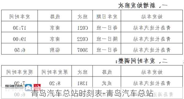 青岛汽车总站时刻表-青岛汽车总站