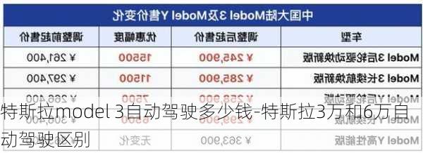 特斯拉model 3自动驾驶多少钱-特斯拉3万和6万自动驾驶区别