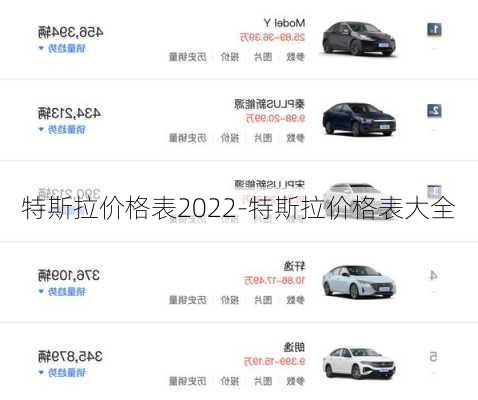 特斯拉价格表2022-特斯拉价格表大全