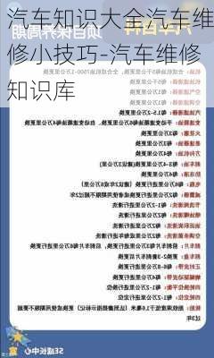 汽车知识大全汽车维修小技巧-汽车维修知识库