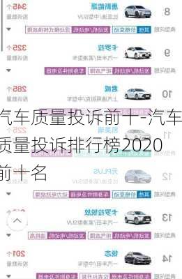 汽车质量投诉前十-汽车质量投诉排行榜2020前十名