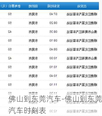 佛山到东莞汽车-佛山到东莞汽车时刻表