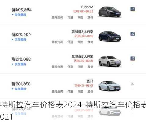 特斯拉汽车价格表2024-特斯拉汽车价格表2021