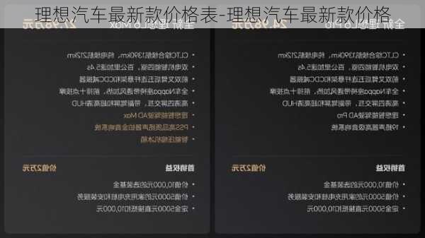 理想汽车最新款价格表-理想汽车最新款价格