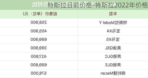 特斯拉目前价格-特斯拉2022年价格