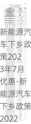 新能源汽车下乡政策2023年7月优惠-新能源汽车下乡政策2022