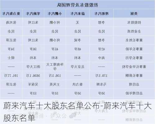 蔚来汽车十大股东名单公布-蔚来汽车十大股东名单