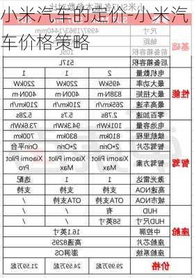 小米汽车的定价-小米汽车价格策略