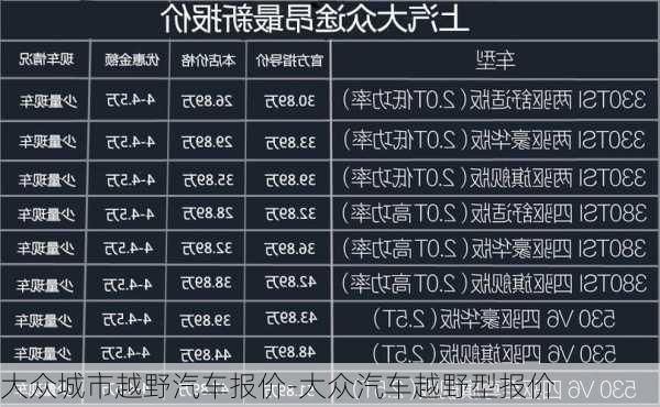 大众城市越野汽车报价-大众汽车越野型报价