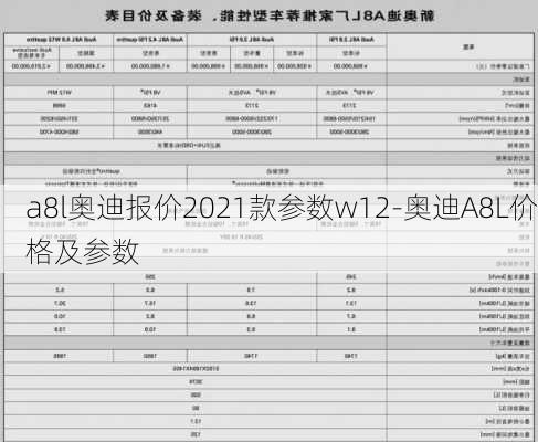 a8l奥迪报价2021款参数w12-奥迪A8L价格及参数