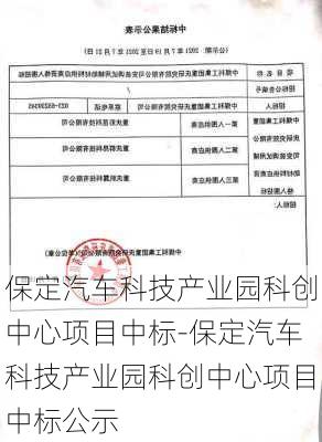 保定汽车科技产业园科创中心项目中标-保定汽车科技产业园科创中心项目中标公示