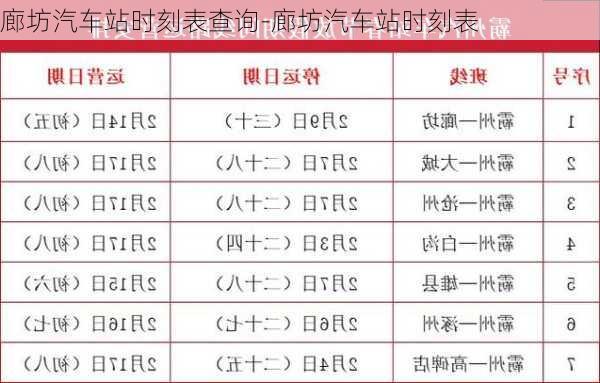 廊坊汽车站时刻表查询-廊坊汽车站时刻表