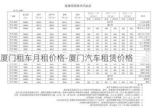 厦门租车月租价格-厦门汽车租赁价格