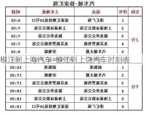 椒江到上海汽车-椒江到上饶汽车时刻表