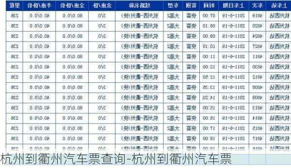 杭州到衢州汽车票查询-杭州到衢州汽车票