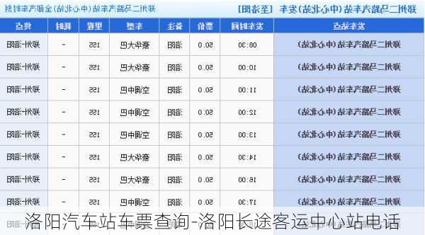 洛阳汽车站车票查询-洛阳长途客运中心站电话