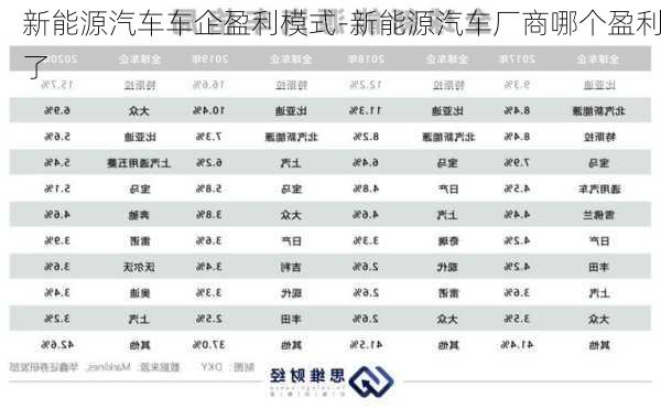 新能源汽车车企盈利模式-新能源汽车厂商哪个盈利了