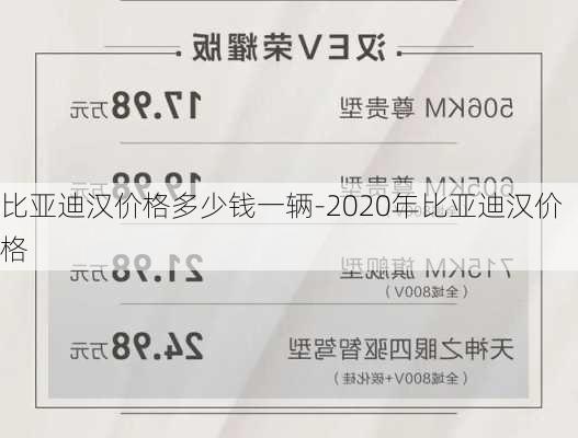 比亚迪汉价格多少钱一辆-2020年比亚迪汉价格