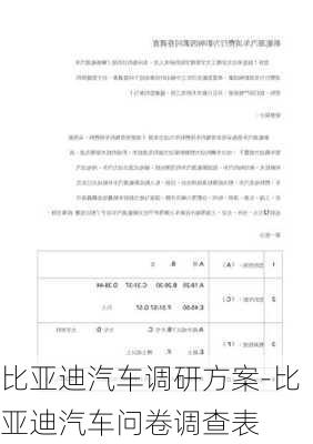 比亚迪汽车调研方案-比亚迪汽车问卷调查表