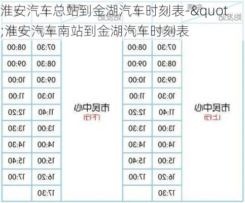 淮安汽车总站到金湖汽车时刻表-