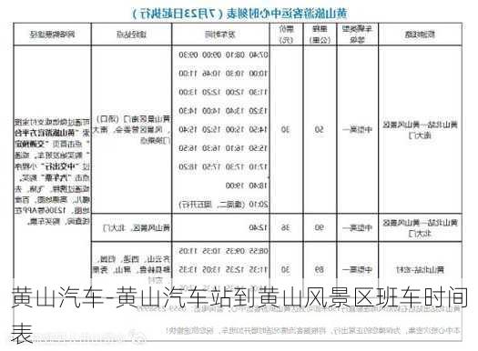 黄山汽车-黄山汽车站到黄山风景区班车时间表