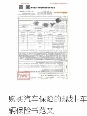 购买汽车保险的规划-车辆保险书范文