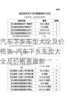 汽车下乡车型大全及价格表-汽车下乡车型大全及价格表最新