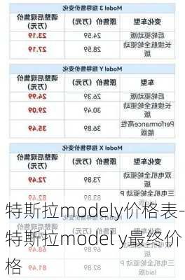 特斯拉modely价格表-特斯拉model y最终价格