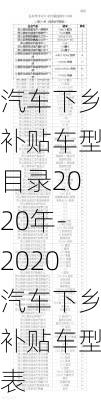 汽车下乡补贴车型目录2020年-2020汽车下乡补贴车型表