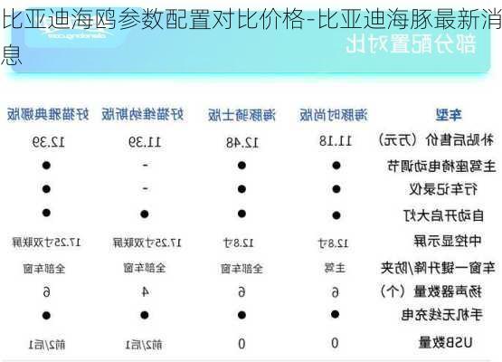 比亚迪海鸥参数配置对比价格-比亚迪海豚最新消息