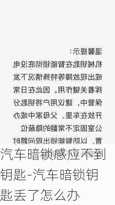 汽车暗锁感应不到钥匙-汽车暗锁钥匙丢了怎么办