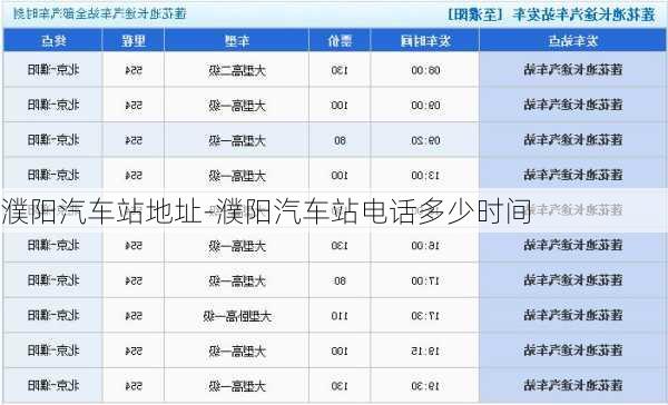 濮阳汽车站地址-濮阳汽车站电话多少时间