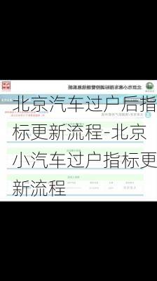 北京汽车过户后指标更新流程-北京小汽车过户指标更新流程