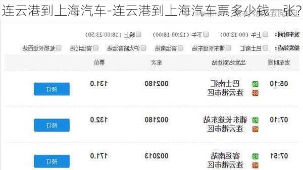 连云港到上海汽车-连云港到上海汽车票多少钱一张?