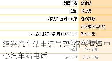 绍兴汽车站电话号码-绍兴客运中心汽车站电话