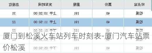 厦门到松溪火车站列车时刻表-厦门汽车站票价松溪
