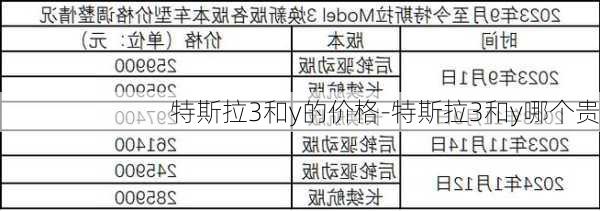 特斯拉3和y的价格-特斯拉3和y哪个贵