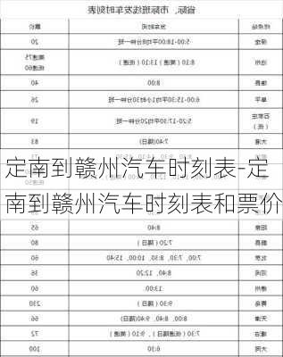 定南到赣州汽车时刻表-定南到赣州汽车时刻表和票价