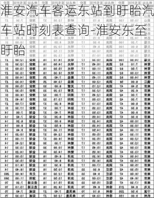 淮安汽车客运东站到盱眙汽车站时刻表查询-淮安东至盱眙