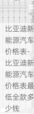 比亚迪新能源汽车价格表-比亚迪新能源汽车价格表最低全款多少钱