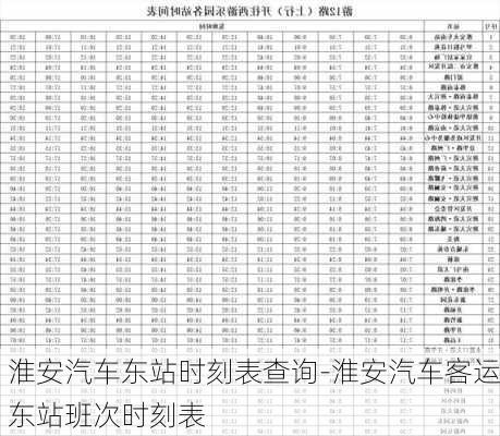 淮安汽车东站时刻表查询-淮安汽车客运东站班次时刻表