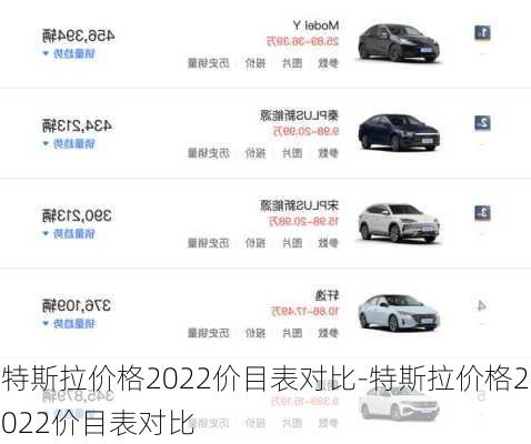 特斯拉价格2022价目表对比-特斯拉价格2022价目表对比